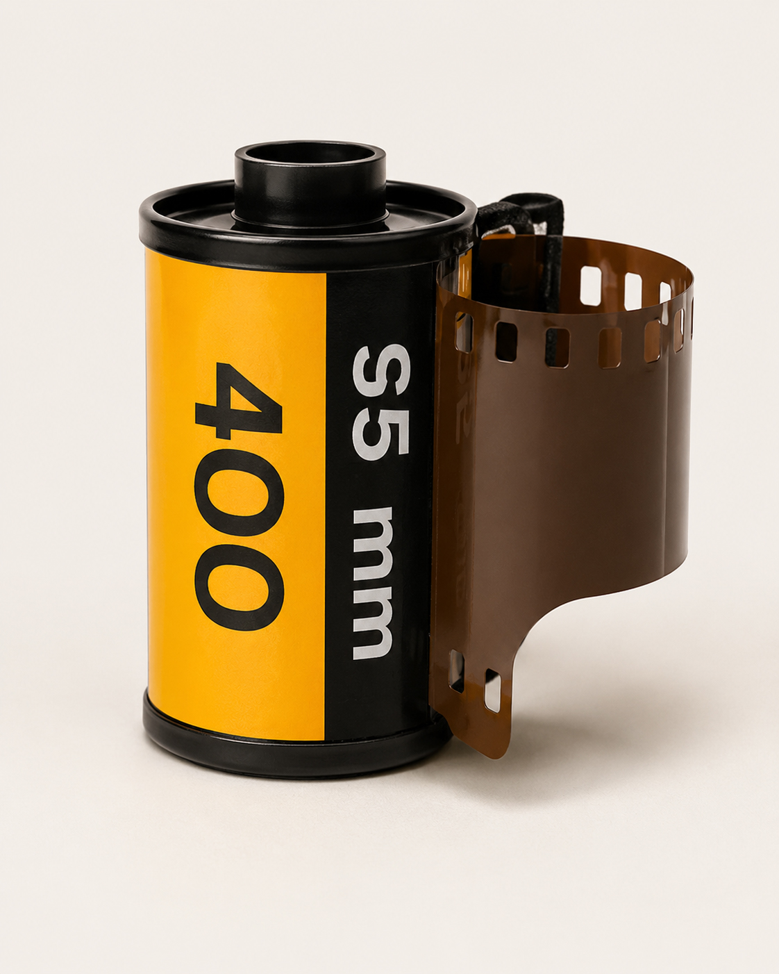 Unprocessed photographic film inside a film canister