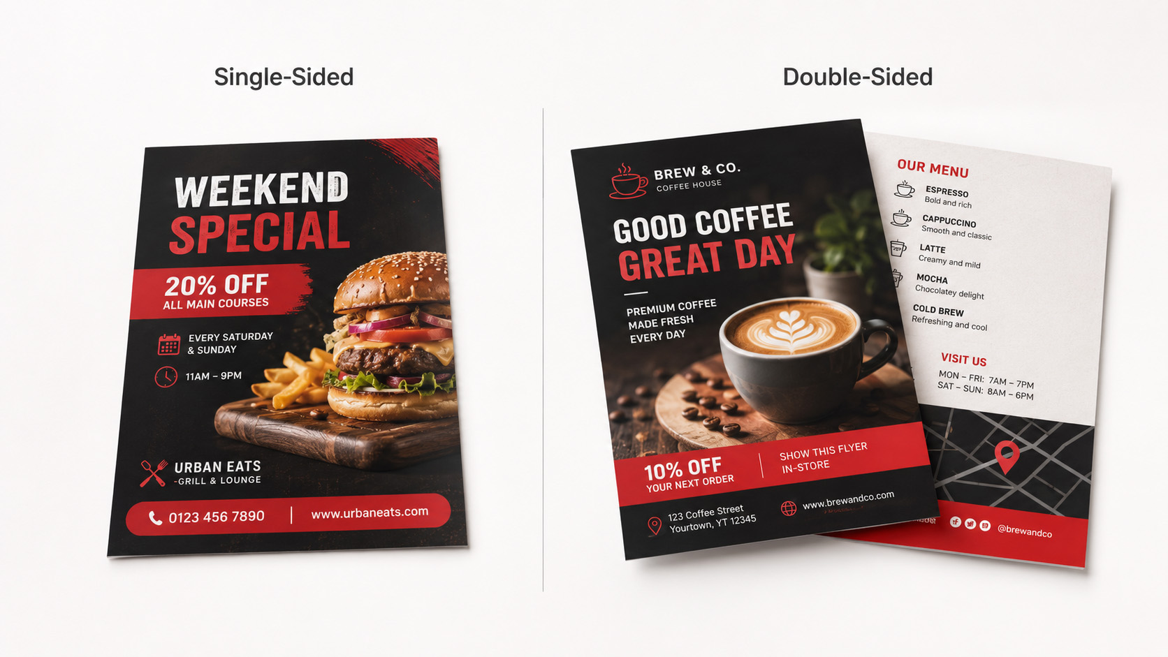 Single sided and double sided flyer printing comparison