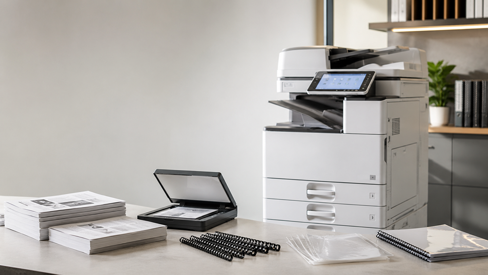 Photostat, document printing, scanning and binding service