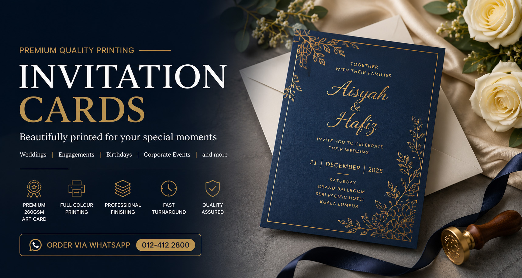 Premium invitation card printing by Digital Imaging Studio