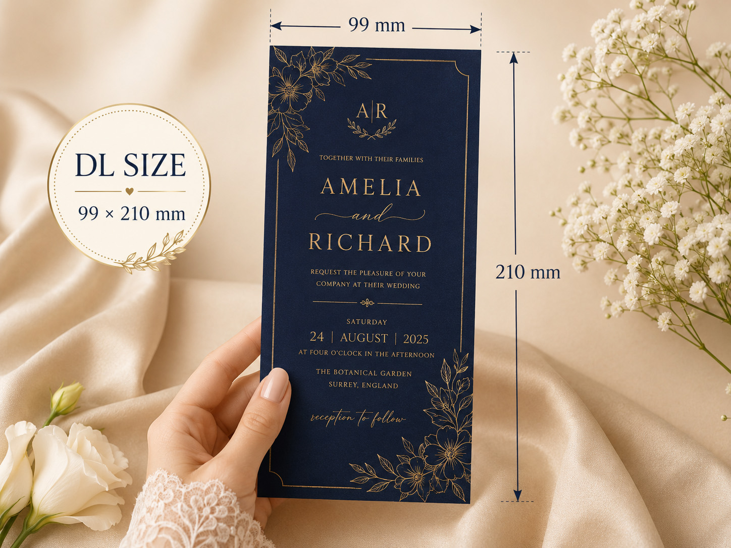 DL invitation card size