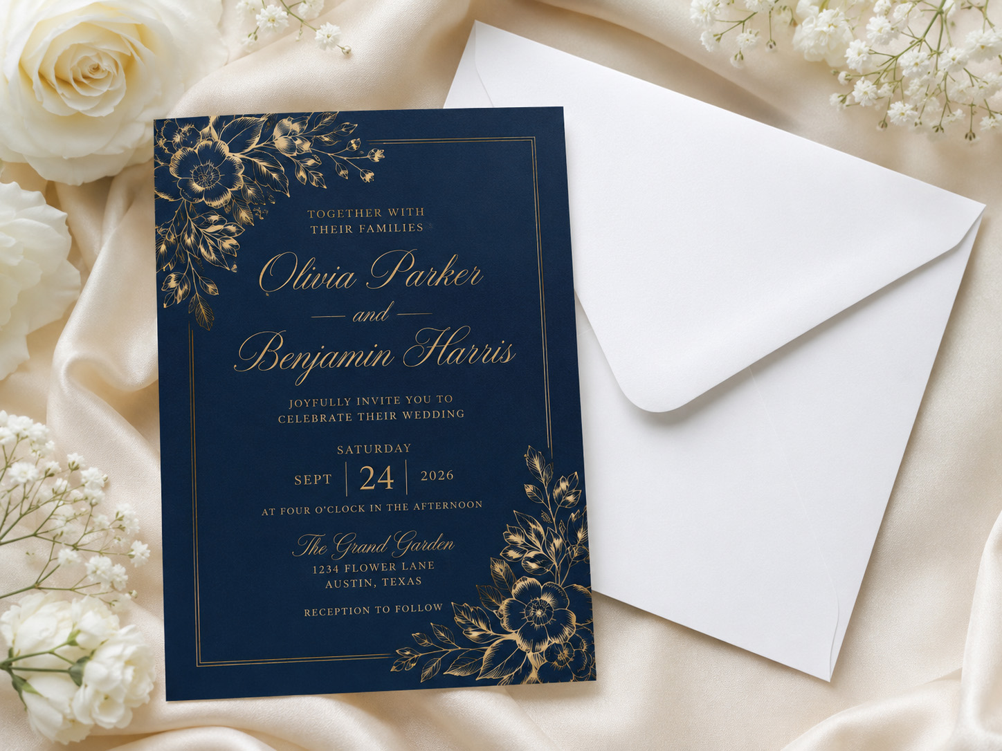 Invitation card with plain white envelope