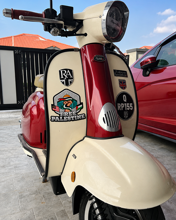 Custom magnetic logos attached to a motorcycle