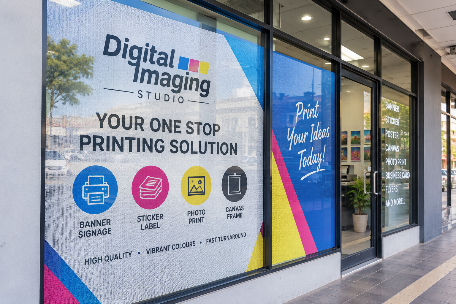 Real example of One Way Vision Sticker installed on shopfront glass