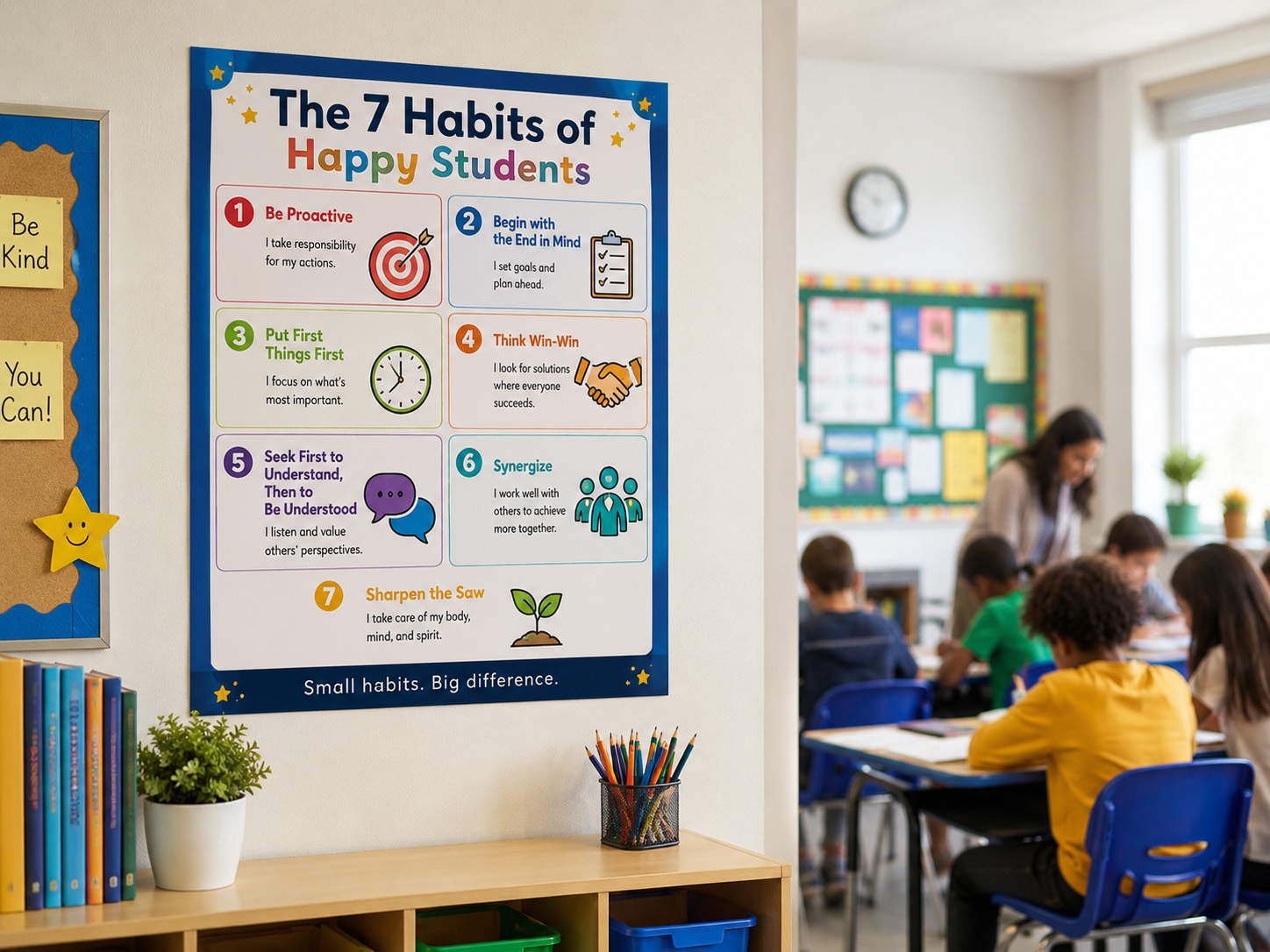 Educational poster displayed inside a classroom